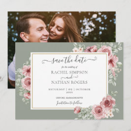 Rose Blumenweih Grünes Foto Hochzeit Save The Date