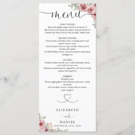 Rose Blumenzitat Hochzeitsessen Menükarte