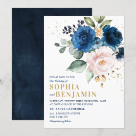 Rose Blumenzwiebelblütenhochzeit Einladung