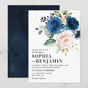 Rose Blumenzwiebelblütenhochzeit Einladung