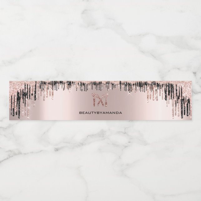 Rose Blush Black Tropfens Friseur Makeule Logo (Einzelnes Label)