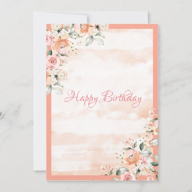 Rose Blush Bloral Script Wasserfarben Weibchen (Vorderseite)
