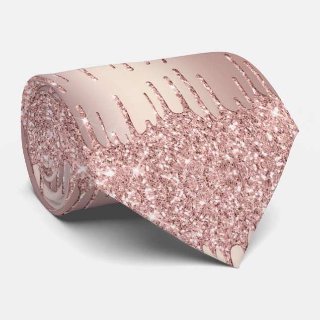 Rose Blush Elegant Cravate Sparkle Parties scintil (Roulé)