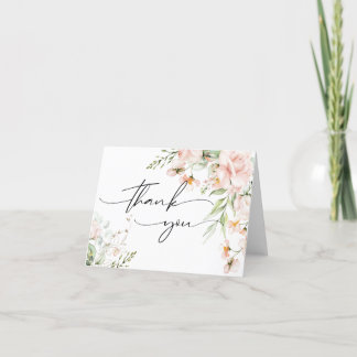 Rose Blush et or Floral Carte de remerciements