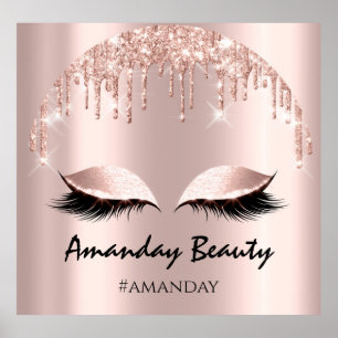 Rose Blush Glitzer Tropfen Eyelash Makeup Friseur Poster