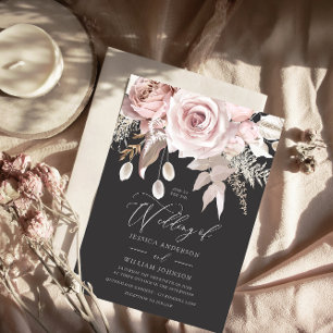Rose Blush & Gray Dusty Hochzeit Einladung