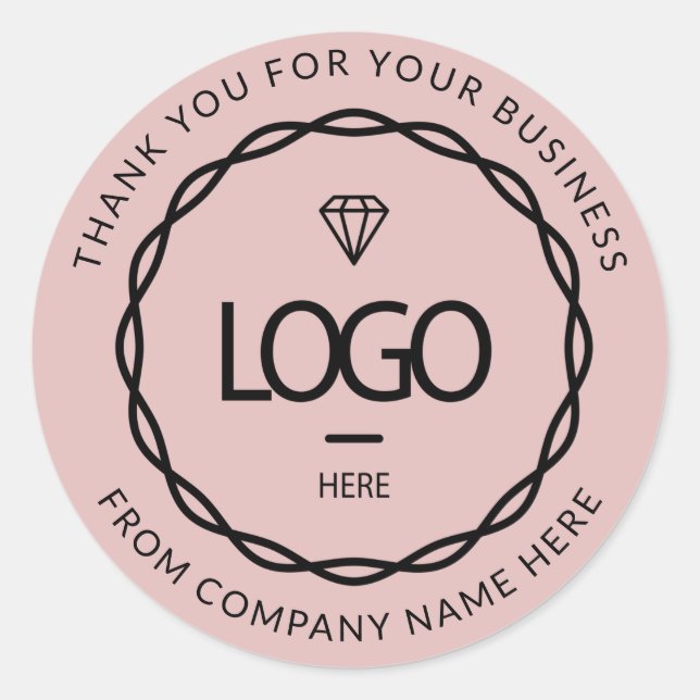 Rose Blush Logo Name Web Vielen Dank Runder Aufkleber (Vorderseite)