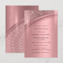 Rose Blush Metallic Glitzer Bridal Sweet 16. Einladung