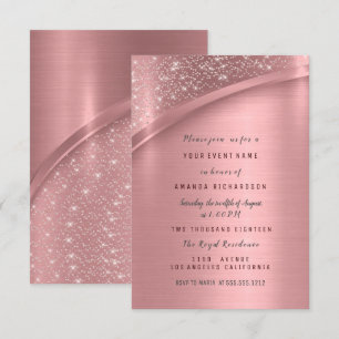 Rose Blush Metallic Glitzer Bridal Sweet 16. Einladung
