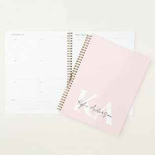 Rose Blush moderne Nom du monogramme personnalisé