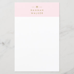 Rose Blush Monogramme   Papeterie de luxe en or