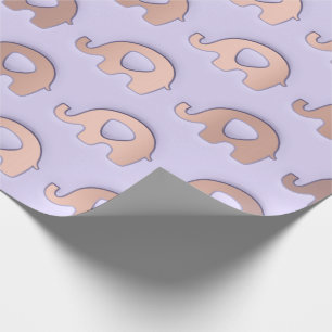 Rose Blush Pastel Lila Violet 3D Elefanten Baby Geschenkpapier