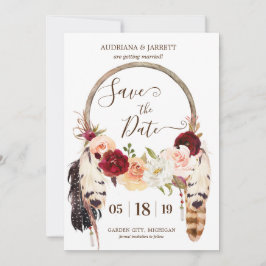 Rose Blush & Peach Dreamcatcher Boho Save the Date Einladung