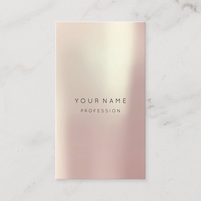 Rose Blush Pearly Abstrakt Minimalseide Vertikal Visitenkarte (Vorderseite)