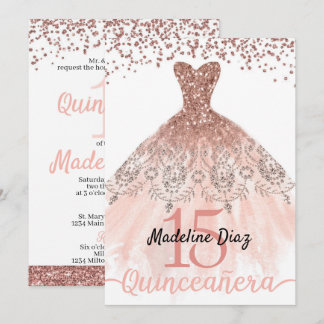 Rose Blush Pink Quinceanera Birthday Einladung