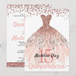 Rose Blush Pink Quinceanera Invitation d'anniversa