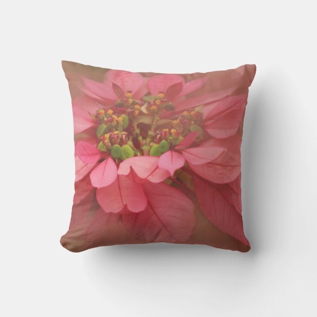 Rose Blush Poinsettias Digitale Kunst Kissen (Vorderseite)