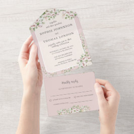 Rose Blütenfarbene Hochzeit All In One Einladung