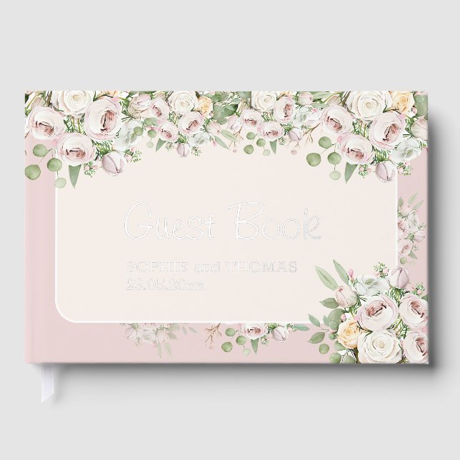Rose Blütenfarbene Hochzeit Gästebuch (Vorderseite)