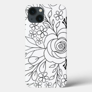 Rose Blütenkunst zeichnend Linienkunst Case-Mate iPhone Hülle