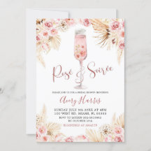 Rose Boho rose Soiree Invitation à la douche nupti