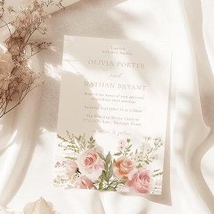 Rose Boquet Botanische Hochzeit Einladung