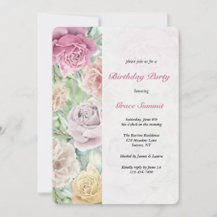 Rose Border Birthday Party Einladungen