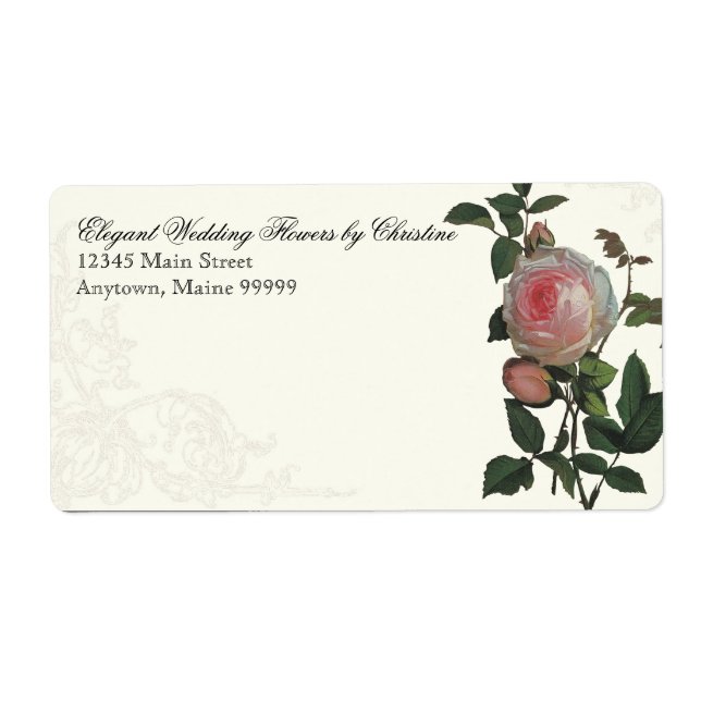 Rose botanique, noir - Étiquettes d'adresse de ret (Devant)