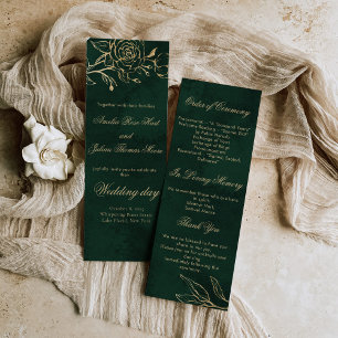 Rose botanique Programme Mariage vert et or