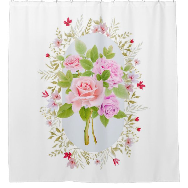 Rose botanique rideau de douche fleurie (Devant)