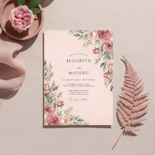 Rose Botanische Verzauberung Hochzeit Einladung