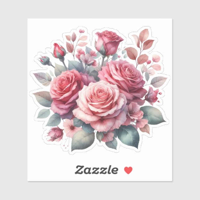 Rose Bouquet Blumendesign-62101 Aufkleber (Blatt)