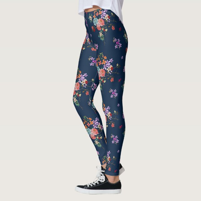 Rose Bouquet Blumenmuster Leggings (Links)