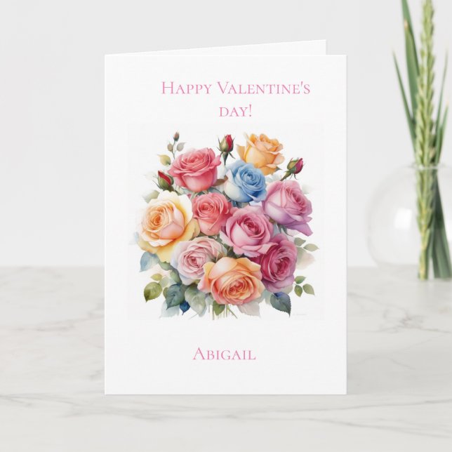 Rose bouquet Carte de la Saint Valentin pour elle (Devant)