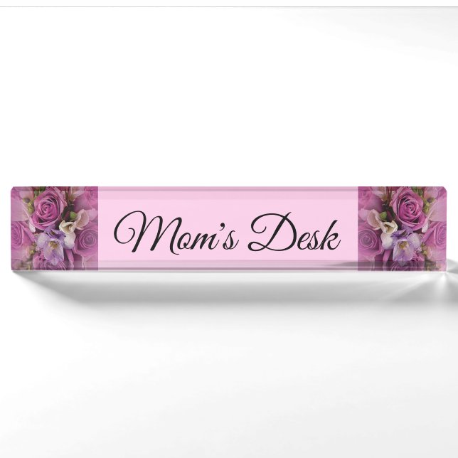 Rose Bouquet Desk Namplate Namensplakette (Vorderseite)