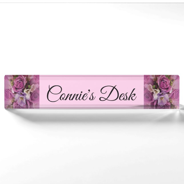 Rose Bouquet Desk Namplate Namensplakette (Vorderseite)