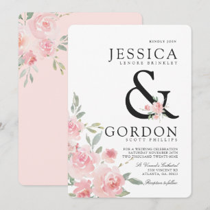 Rose Bouquet  Fett Ampersand Hochzeitsreise Einladung