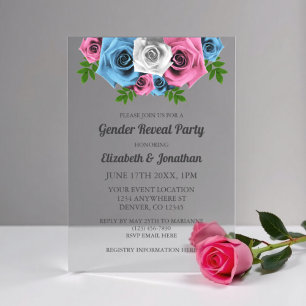 Rose Bouquet Gender Reveal Acryleinladungen