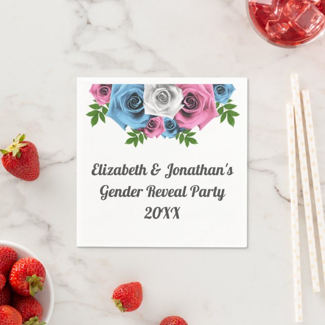 Rose Bouquet Gender Reveal Serviette (Beispiel)