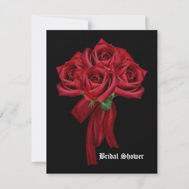 Rose Bouquet Gothic Brautparty Einladung (Vorderseite)
