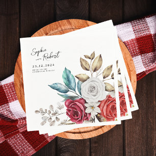 Rose Bouquet Hochzeit Personalisiert Serviette
