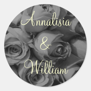 "Rose Bouquet in Black & White" (1) Runder Aufkleber