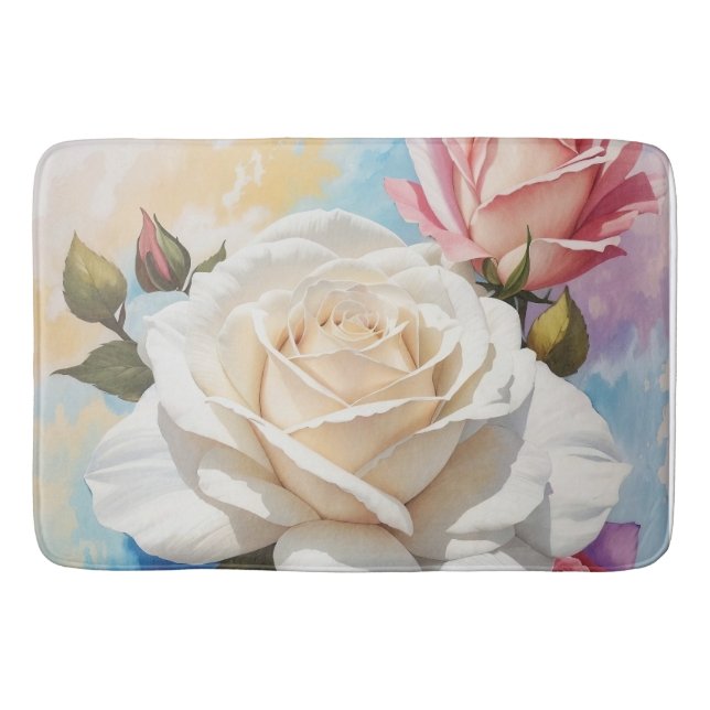 Rose Bouquet Malerei Design Badematte (Vorderseite)