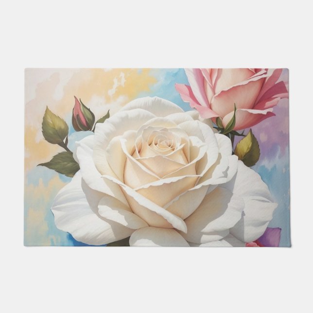 Rose Bouquet Malerei Design Fußmatte (Vorderseite)