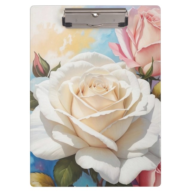 Rose Bouquet Malerei Design Klemmbrett (Vorderseite)