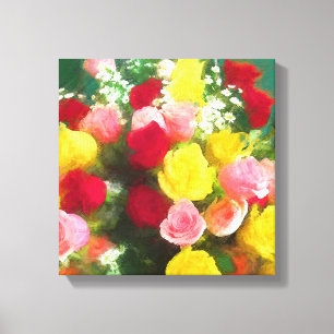 Rose Bouquet Malerei - Niedliche Original Blume Ku Leinwanddruck