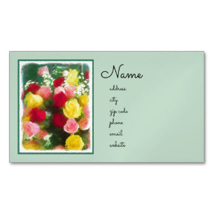 Rose Bouquet Malerei - Niedliche Original Blume Ku Magnetische Visitenkarte