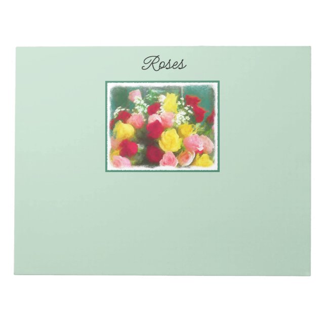 Rose Bouquet Malerei - Niedliche Original Blume Ku Notizblock (Vorderseite)