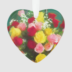 Rose Bouquet Malerei - Niedliche Original Blume Ku Ornament