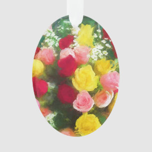 Rose Bouquet Malerei - Niedliche Original Blume Ku Ornament